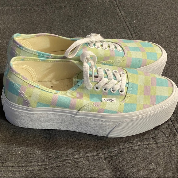 VANS Authentic Platform Shoes Pastel Picnic Multi Canvas Women Size 8 women’s - Picture 2 of 5